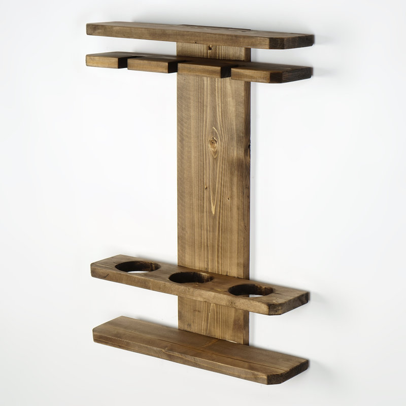 Wall Mounted Wood Wine Rack, Dark Walnut