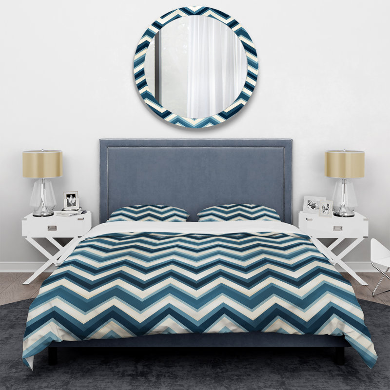 Ensemble de housse de couette en microfibre bleu et blanc, Housse de couette pour très grand lit et 2 très