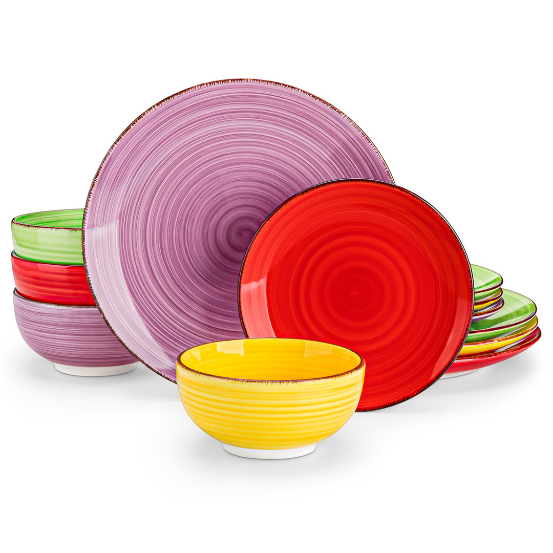 12 Piece Stoneware Dinnerware Set, Service for 4