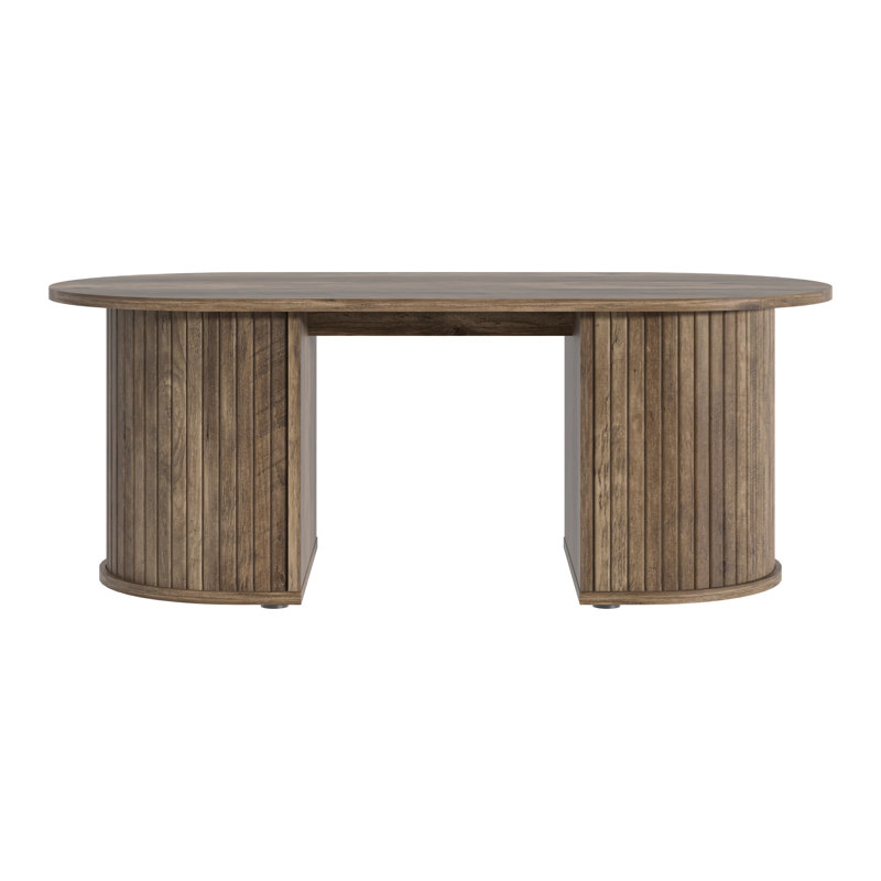 OBLONG COFFEE TABLE WITH SEMI-ROUND LEGS, Knotty Oak