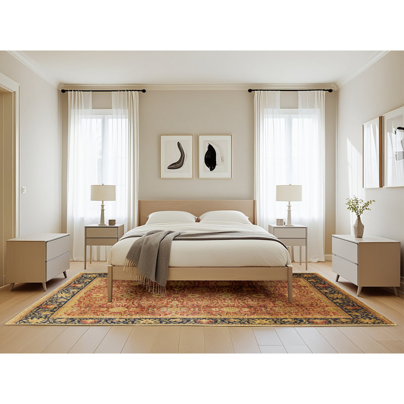 Tapis oriental bleu / bleu, Rectangle 5 pi x 8 pi