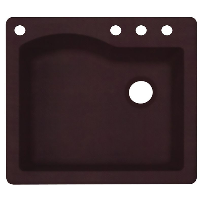 Évier de cuisine à double fixation l 25 po x p 22 po, Espresso, 4 trous
