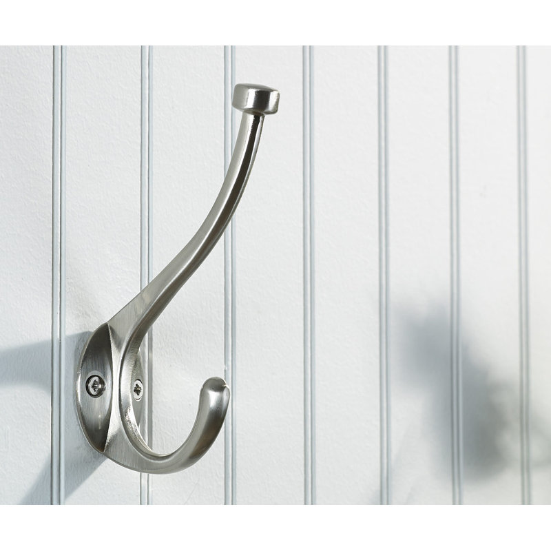 Transitional Metal Wall Hook, Brushed Nickel