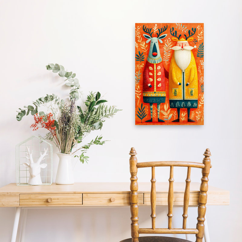 Festive Folk Art Duo, H 24 po x l 16 po