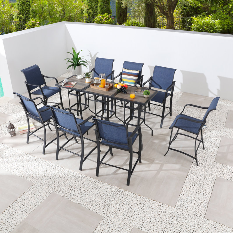 Ensemble de salle à manger à hauteur de bar 24,8 "Square 8 personnes, Bleu