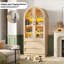 Armoire arquée de 71 po de hauteur avec portes en verre, garde-manger en bois avec 4 tablettes et 2 tiroirs, avec éclairage DEL-1199061678