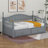 Cladia Wooden Twin Size Daybed With Twin Size Trundle, Extendable Daybed With Two Storage Drawers-1880377781