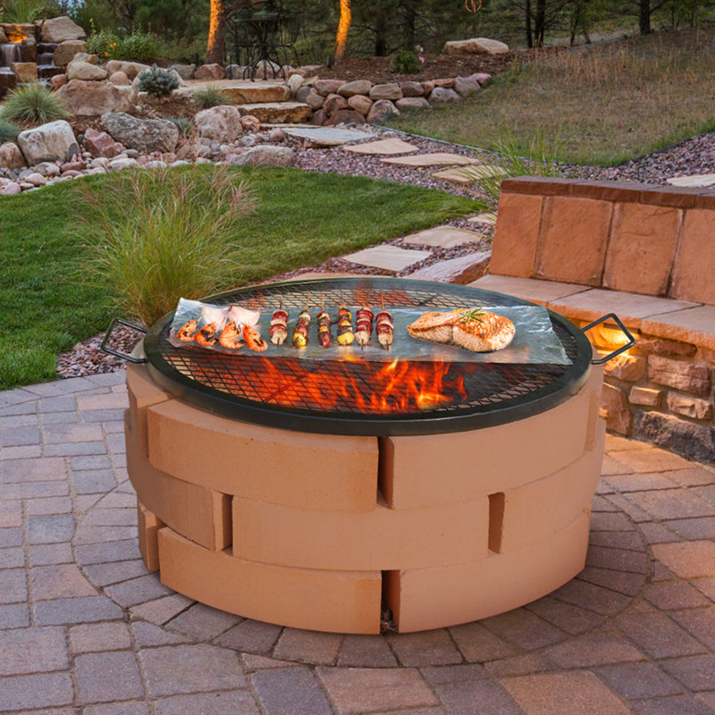 Round Alloy Steel Fire Pit Tool, 2.5cm H x 91.4cm W x 91.4cm D