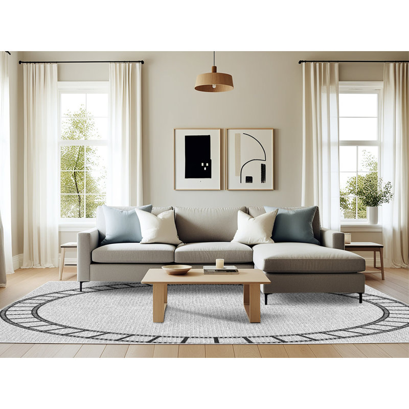 Tapis zone gris clair à motifs, Rectangle 6 pi x 9 pi