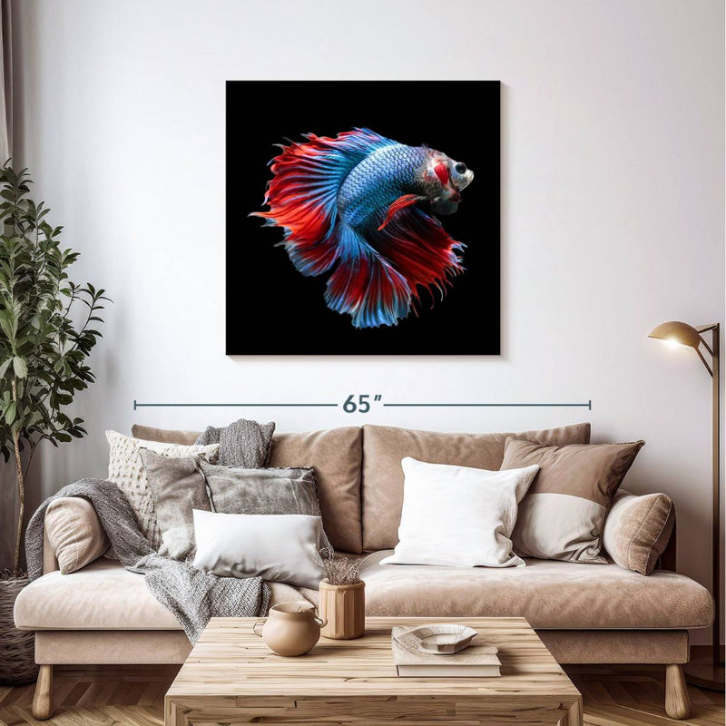 Brampt Blue And Red Betta Fish, 39" H x 39" W