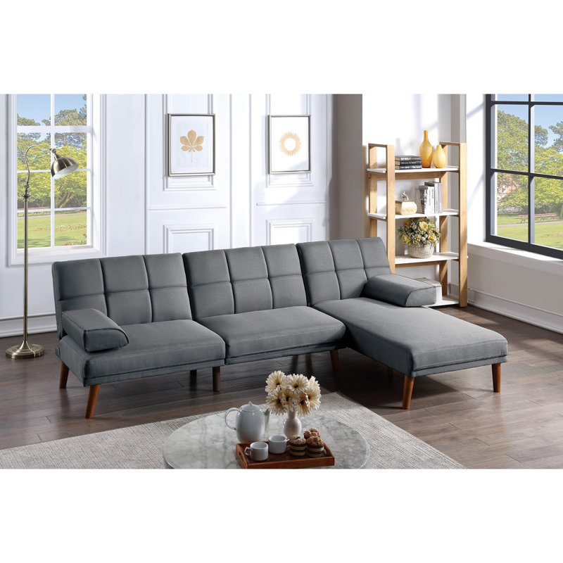Canapé 2 places de style contemporain en polyfibre gris-bleu avec base rembourrée en mousse et confortable, Blue/Gray Fabric