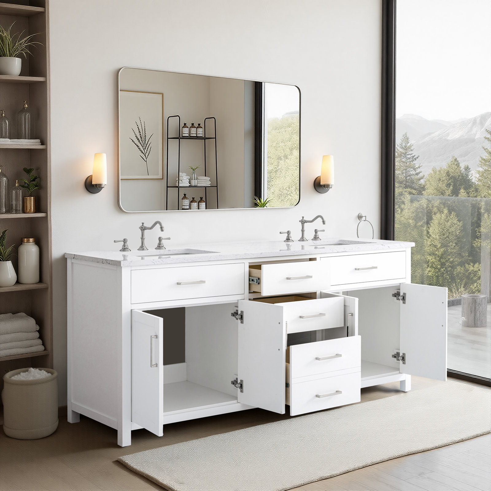 Shamar 72" Double Bathroom Vanity, White