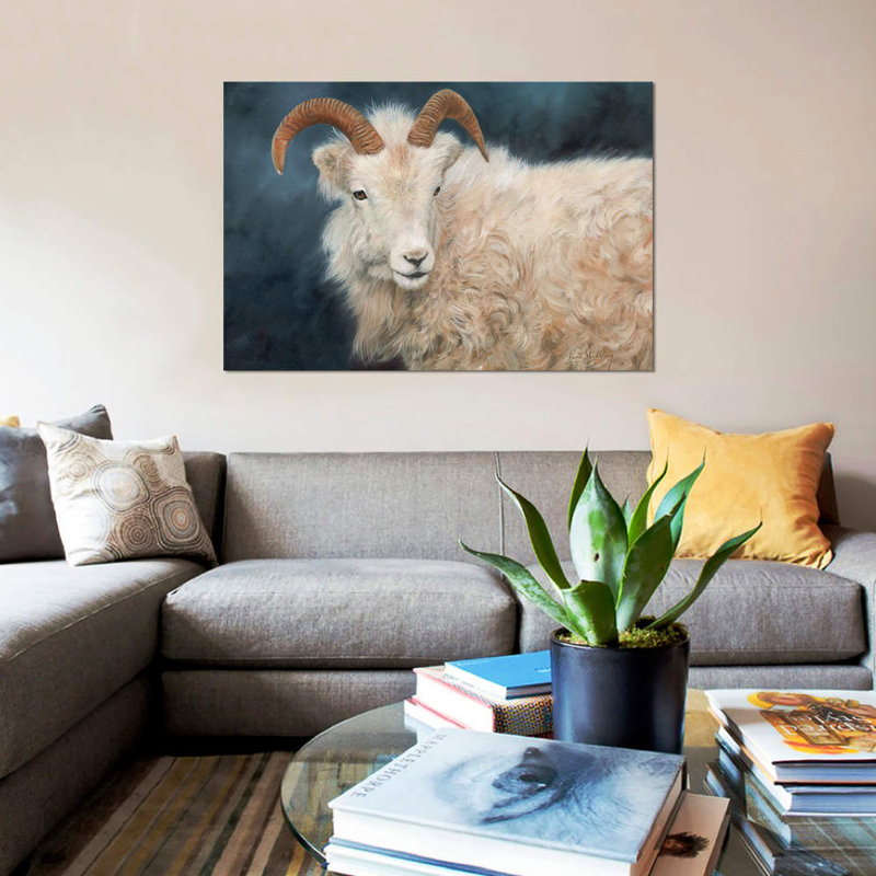 « mountain chèvre i », impression sur toile, H 40 po x l 60 po x P 1,5 po, Pas de tapis, Toile tendue