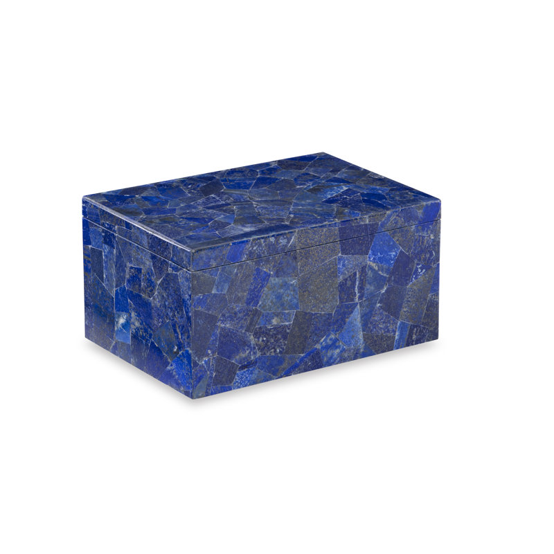 Handmade Lapis Lazuli Decorative Box with Mosaic Pattern