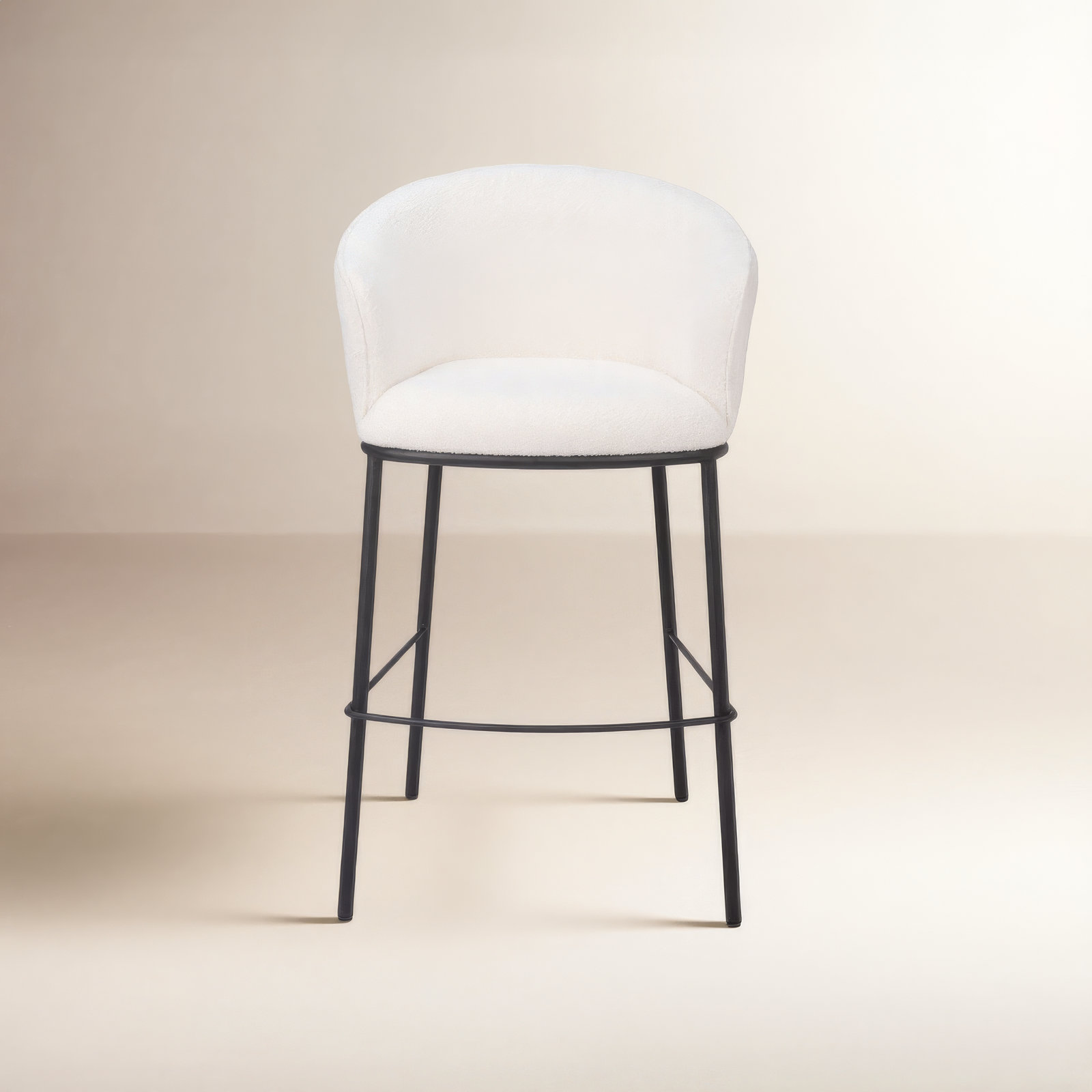 Essen Bar and Counter Stool, Ivory, Bar Stool (29.5" Seat Height), Black