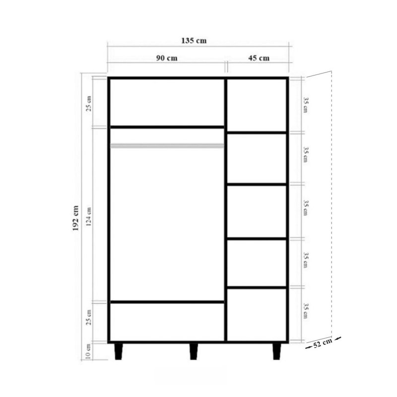 Berend 3 Door Manufactured Wood Wardrobe