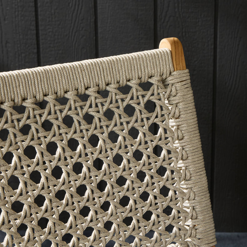 Dimitri Outdoor Dining Side Chair, Natural Teak, Ivory Rope
