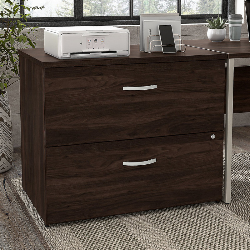 Kasyn 36''W 2 -Drawer Lateral Filing Cabinet, Black Walnut