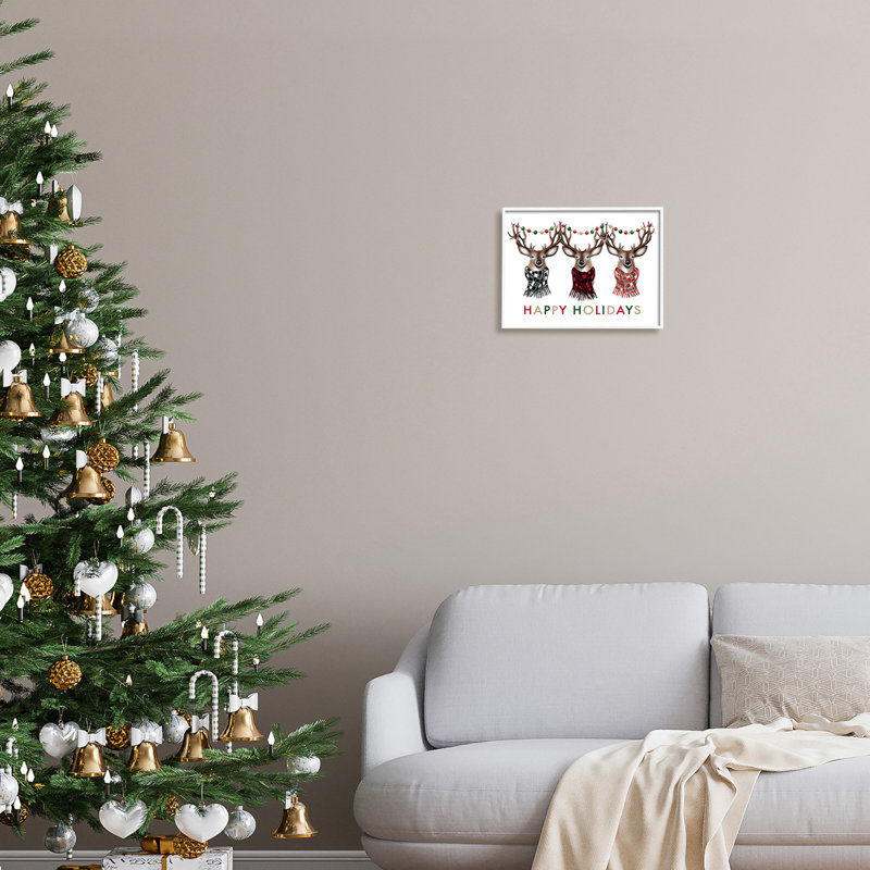 Joyeuses Fêtes Noël, H 11 po x l 14 po x P 1,5 po, Giclée encadrée blanc bord de mer