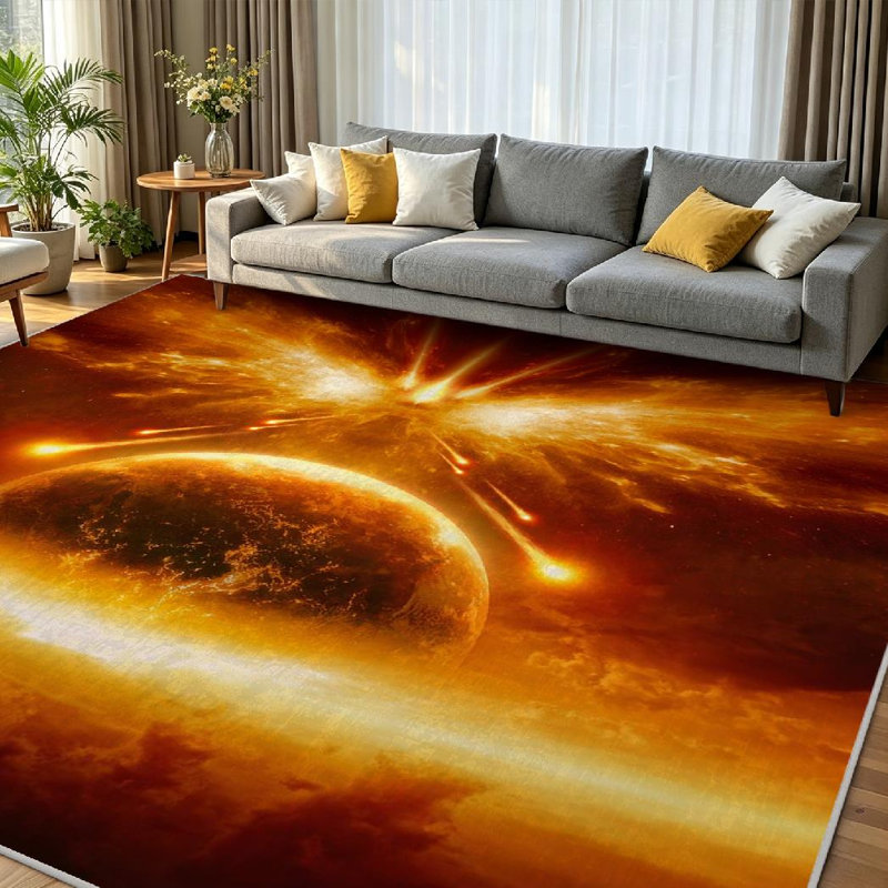 Tapis rouge lavable à la machine rouge Dramatic Day, Rectangle 79 po x 118 po