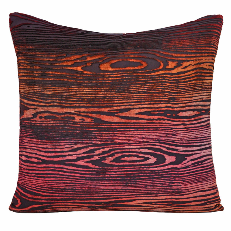 Woodgrain Rectangle Velvet Pillow Cover & Insert, Square 18"H x 18"W, Latte