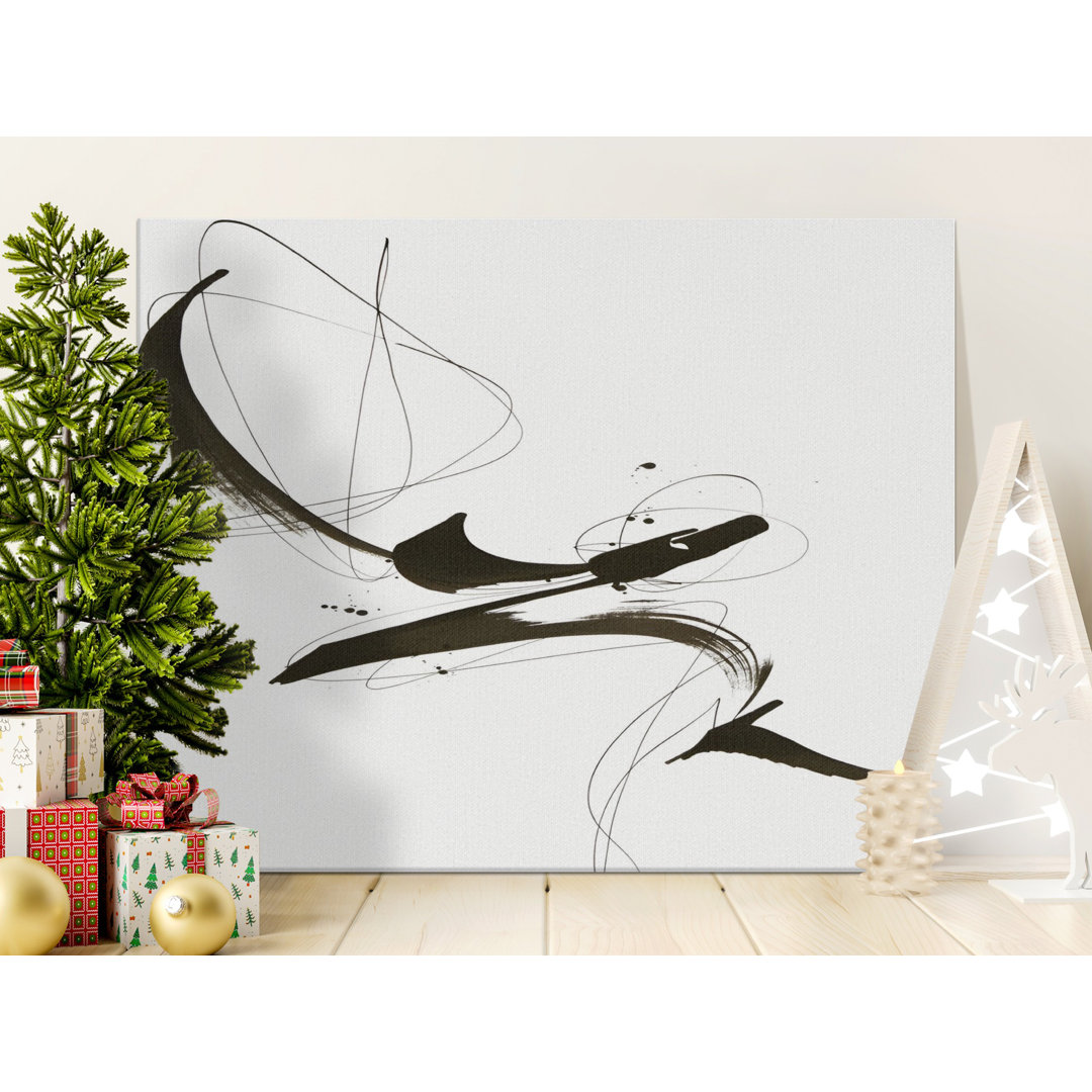 Modern Abstract Ink Strokes Canvas Print