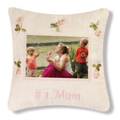 Number 1 Mom Embroidered Picture Pillow