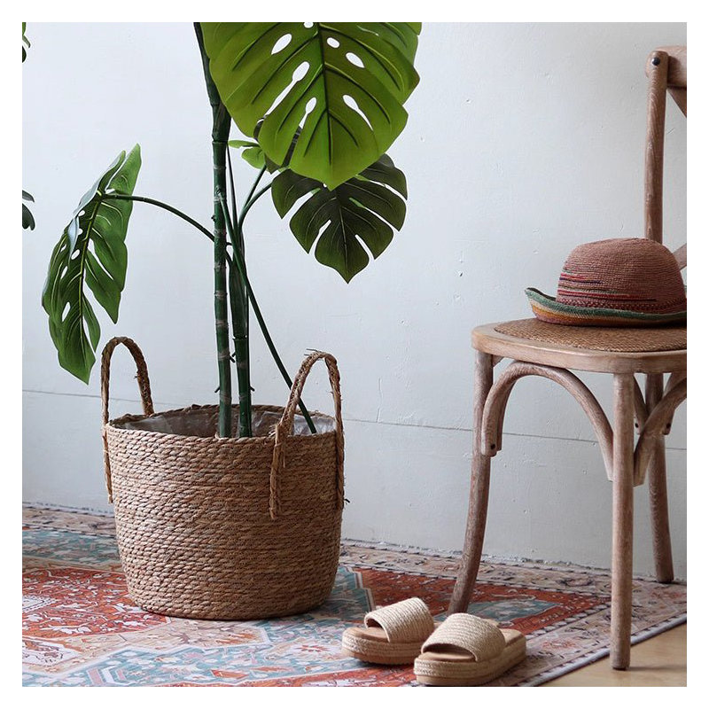Handwoven Seagrass Basket for Plants, 8" H x 9.8" W x 9.8" D