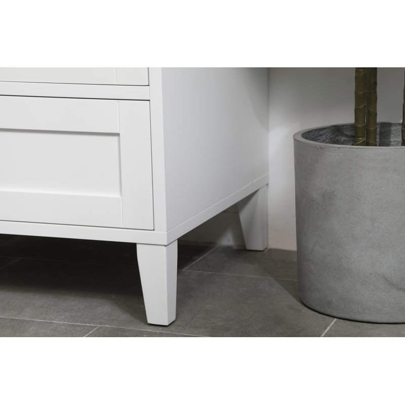 Selma 30'' Single Bathroom Vanity with Engineered Marble Top, Off White