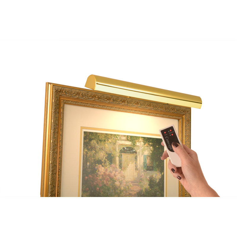 Luminaire pour tableau mural à DEL à intensité variable avec télécommande, Laiton poli, H 1,75 po x l 18 po x P 7,5 po