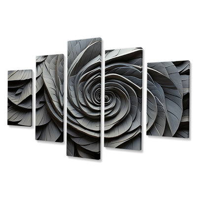  «Gray Spiraling Abstrract Flowers - Abstract Spirals Multipanel Wall Art