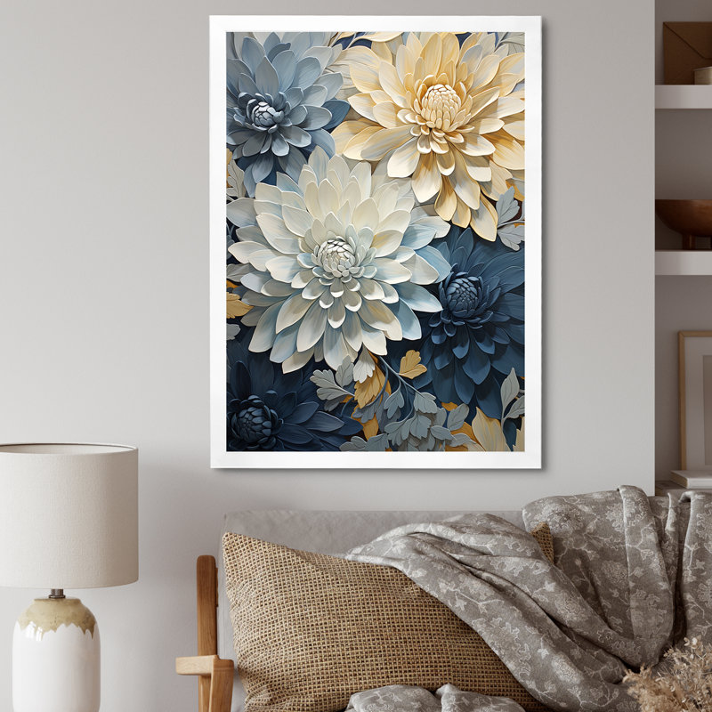 Maman blanche et bleue élégante, H 44 po x l 34 po x P 1,5 po, Cadre simple blanc