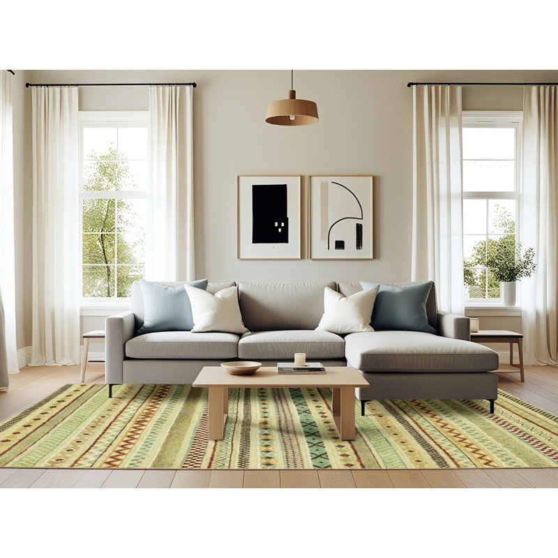 Tapis décoratif multicolore à motif abstrait, Rectangle 6 pi x 9 pi