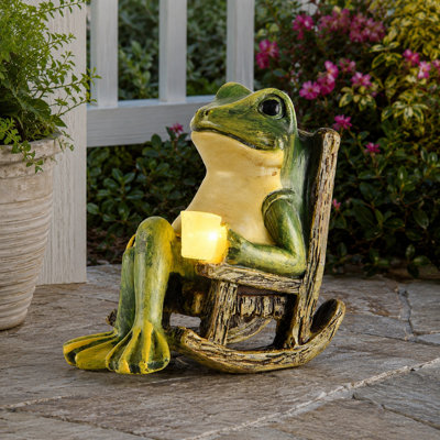 Miniature Solar Frog Garden Figurine Measuring 3.89x2.36x3.93 Inches, Fairy Garden Accessory for Patio, Yard, or Lawn, Great Housewarming Gift for Mom or Dad