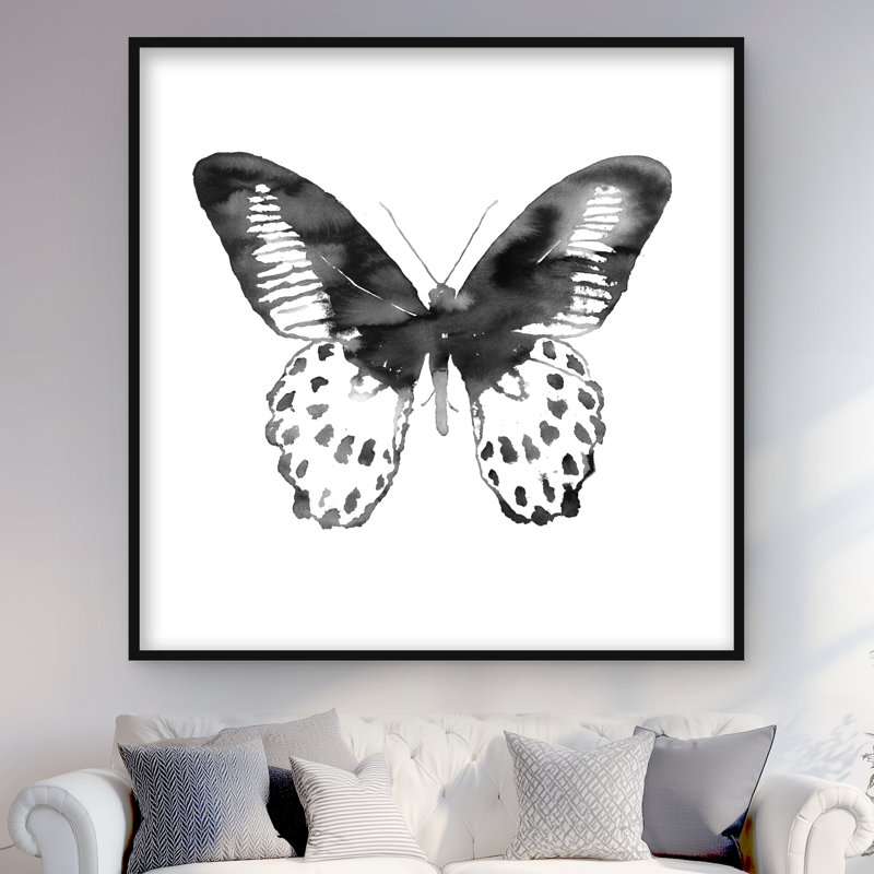 Papillon noir | Impression encadrée de salon, H 48 po x l 48 po, Noir