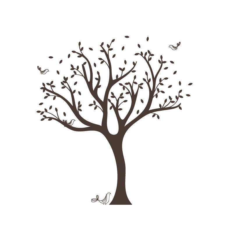 Décalcomanie murale arbre tweet, Marron foncé