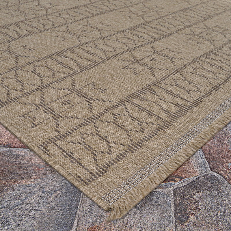 Tapis intérieur / extérieur brun Joleigha, Tapis de couloir 2 pi 7 po x 9 pi 10 po