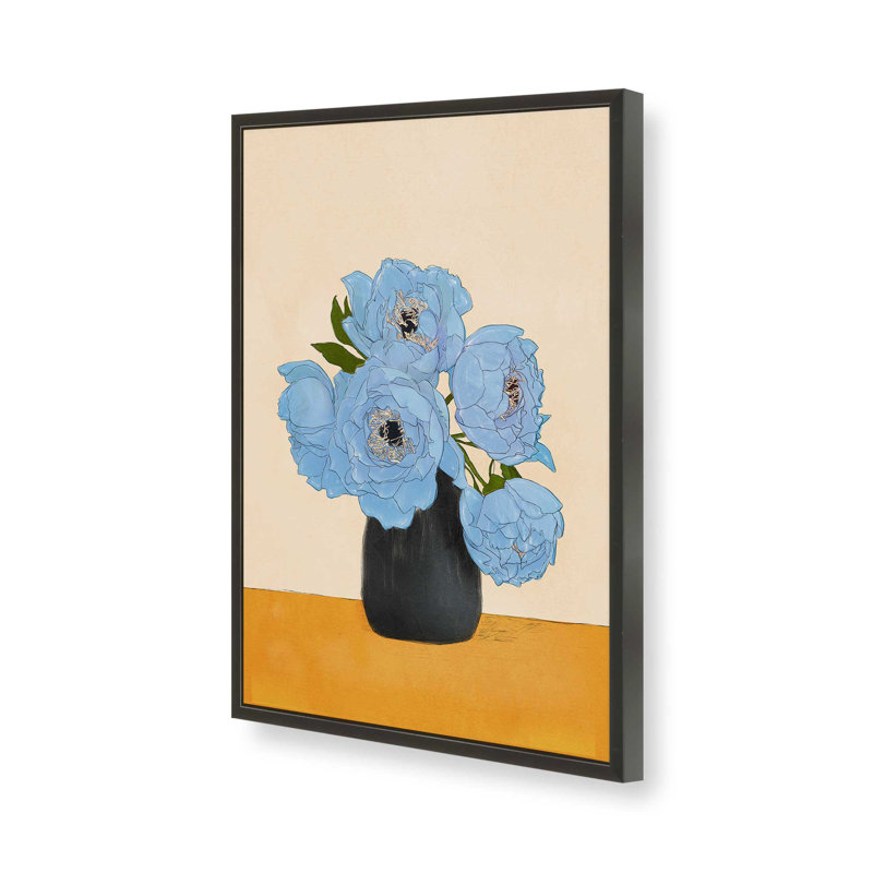 «Bouquet Gift Blue» par Garima Dhawan, reproduction d'art, H 16 po x l 12 po, Noir