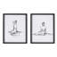 Élégant art mural - croquis de personnages noir et blanc avec impression sur papier et cintres 2 pièces
