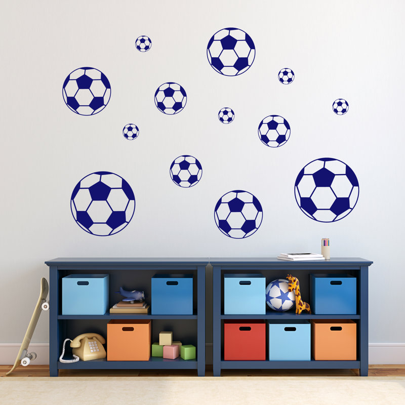 Adhésif décoratif ballons de soccer, Bleu marine