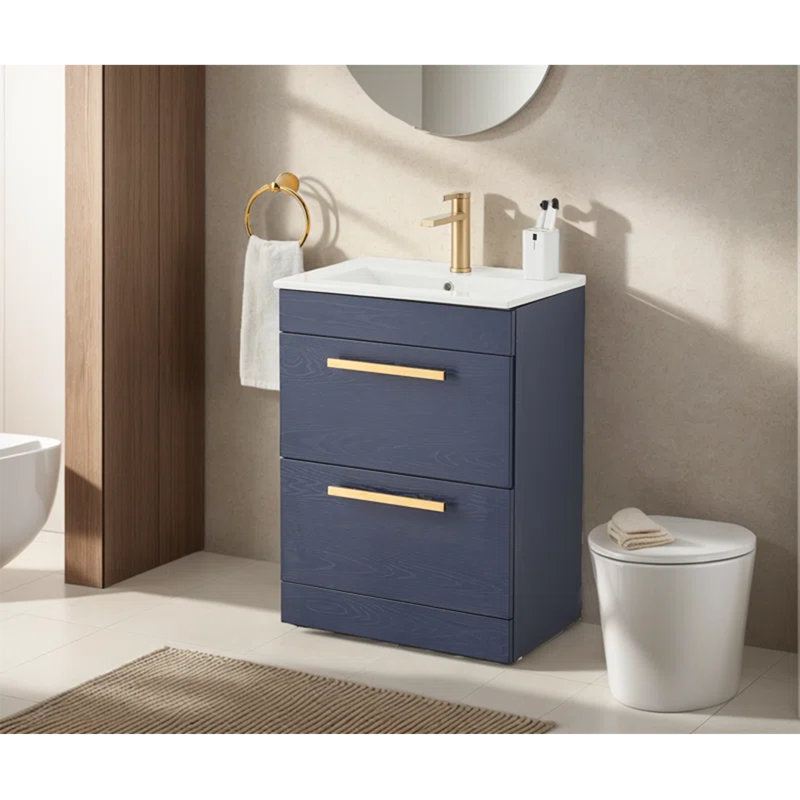 Ensemble de meuble-lavabo simple 24 po avec 2 tiroirs 24 po Modern Blue