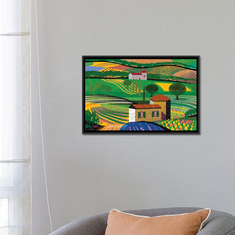 « summer fields », impression sur toile, H 18 po x l 26 po x P 1,5 po, Toile avec cadre noir, Pas de tapis