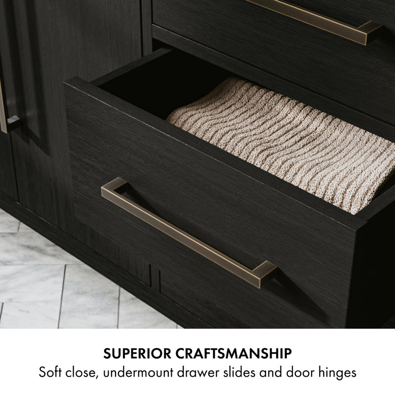 Alsup 72" Double Bathroom Vanity Set, Wire Brushed Dark Oak