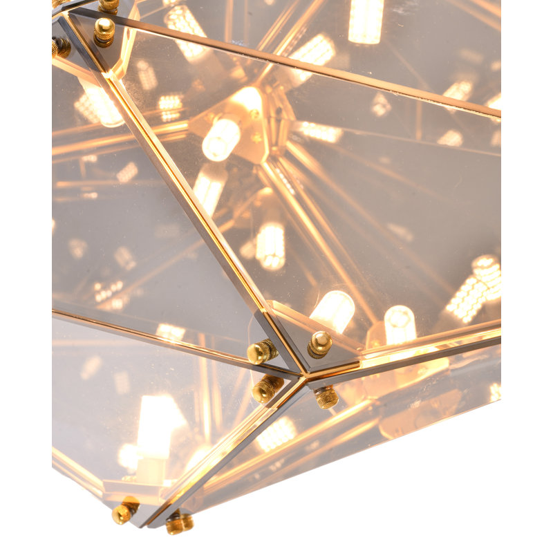 Lustre à abat-jour géométrique 9 lumières Modern, Fumée, H 14,96 po x l 29,92 po x P 14,96 po