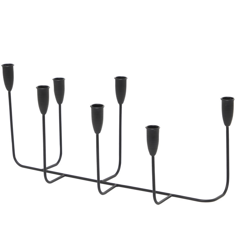 Modern metal candelabra holder Galya, Noir, H 9,65 po x l 21,2 po x P 8,05 po