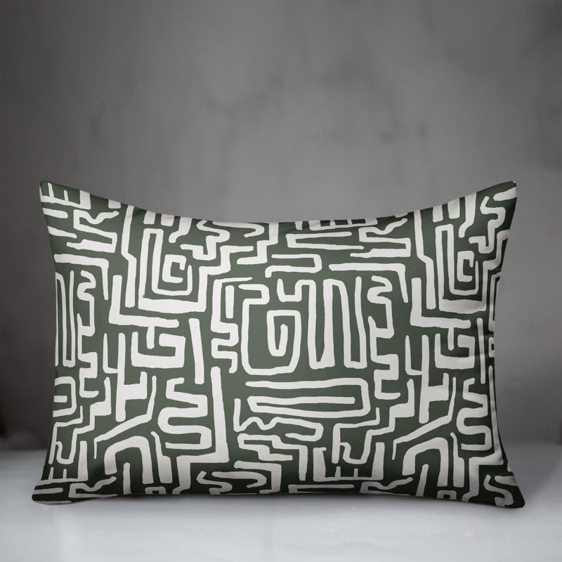 Coussin extérieur bleu marine Wiggly Shapes, H 14 po x l 20 po, Sauge