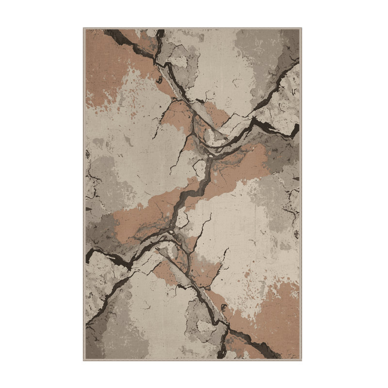 Tapis moelleux moelleux au look rétro de style rétro Dahill - beige, 5 x 7