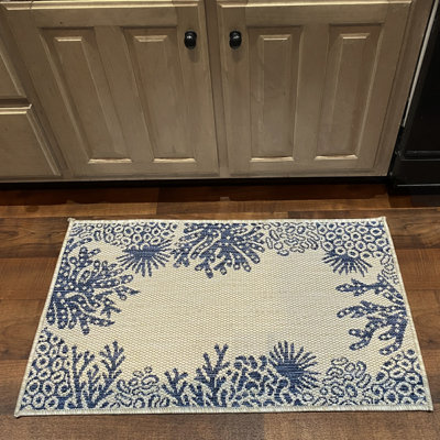 Tapis intérieur / extérieur beige / bleu Tyreece