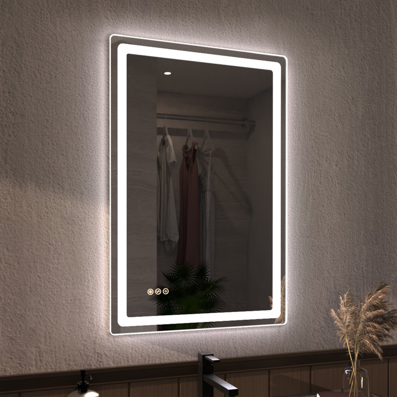 Miroir de salle de bain mural 24 po x 36 po Niveous, 36 po x 24 po, Rectangulaire