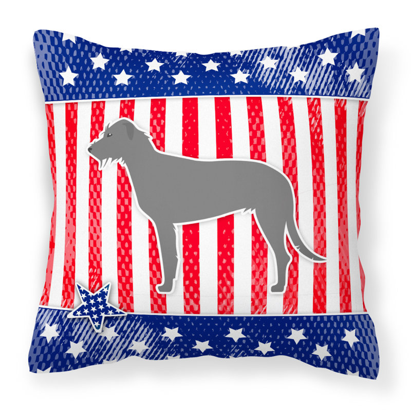 Patriotic Indoor/Outdoor Throw Pillow, 14" x 14", Blue/Red/Gray